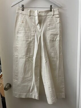 J. Crew Cream Button-Front Trousers